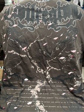 Men's Medium Oversized Bleach Graphic Tree Tee with Pink Accents